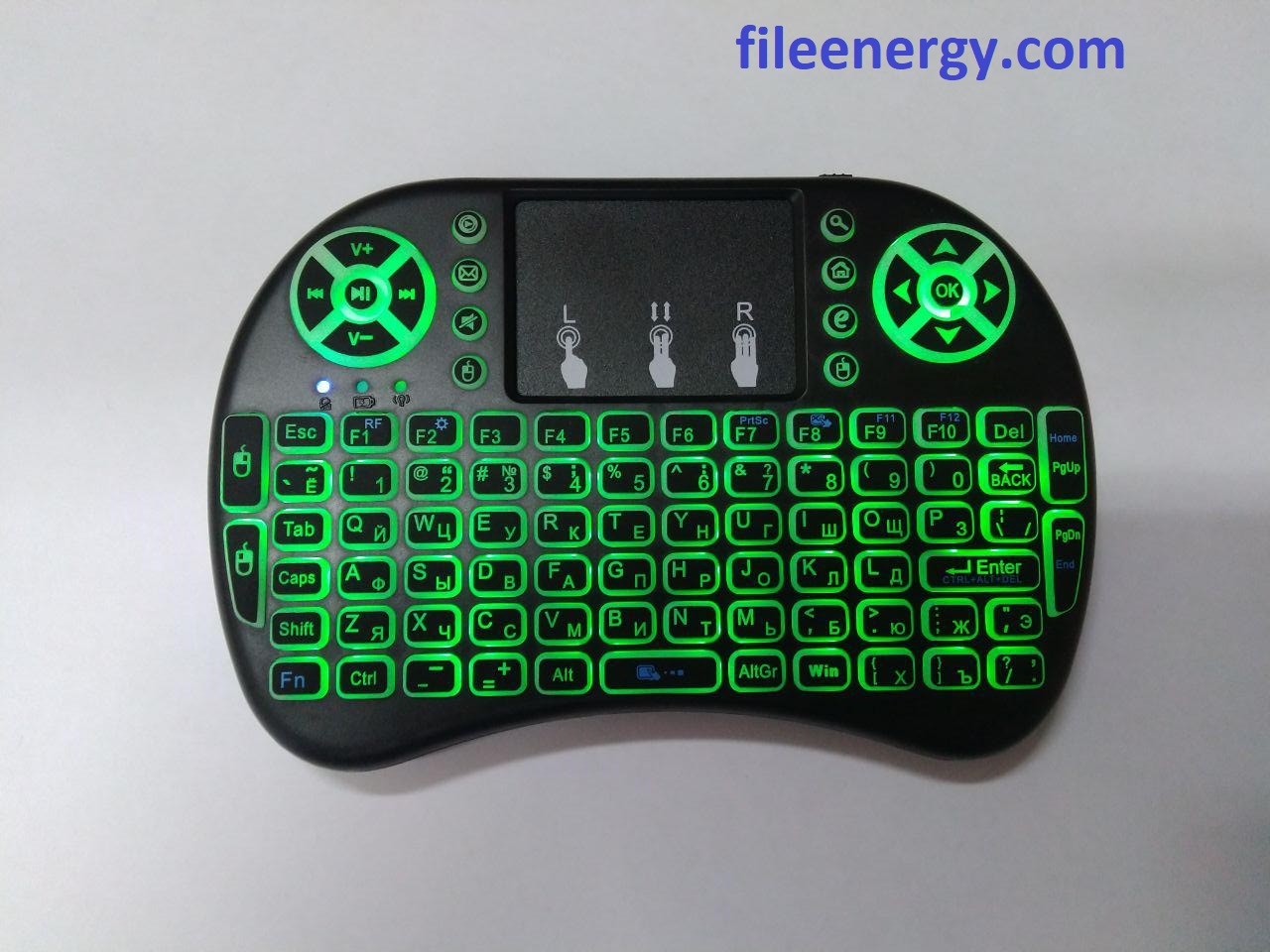 Беспроводная клавиатура с тачпадом и подсветкой для смарт тв, приставок, телефонов, планшетов и компьютера