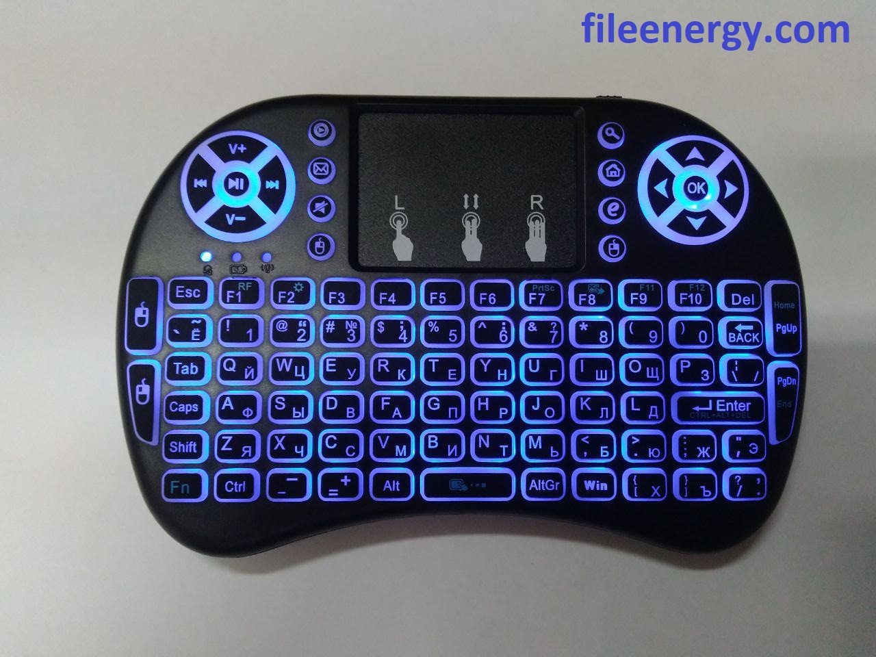 Беспроводная клавиатура с тачпадом и подсветкой для смарт тв, приставок, телефонов, планшетов и компьютера